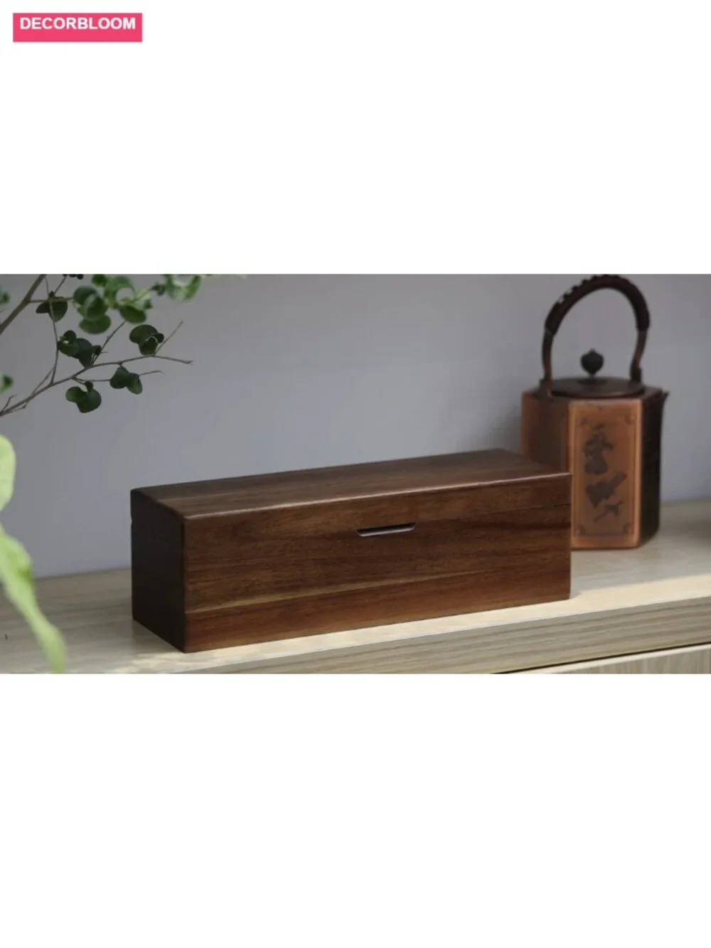 Acacia Wood Tea Bag Organizer - 4 Compartment Tea Storage Chest